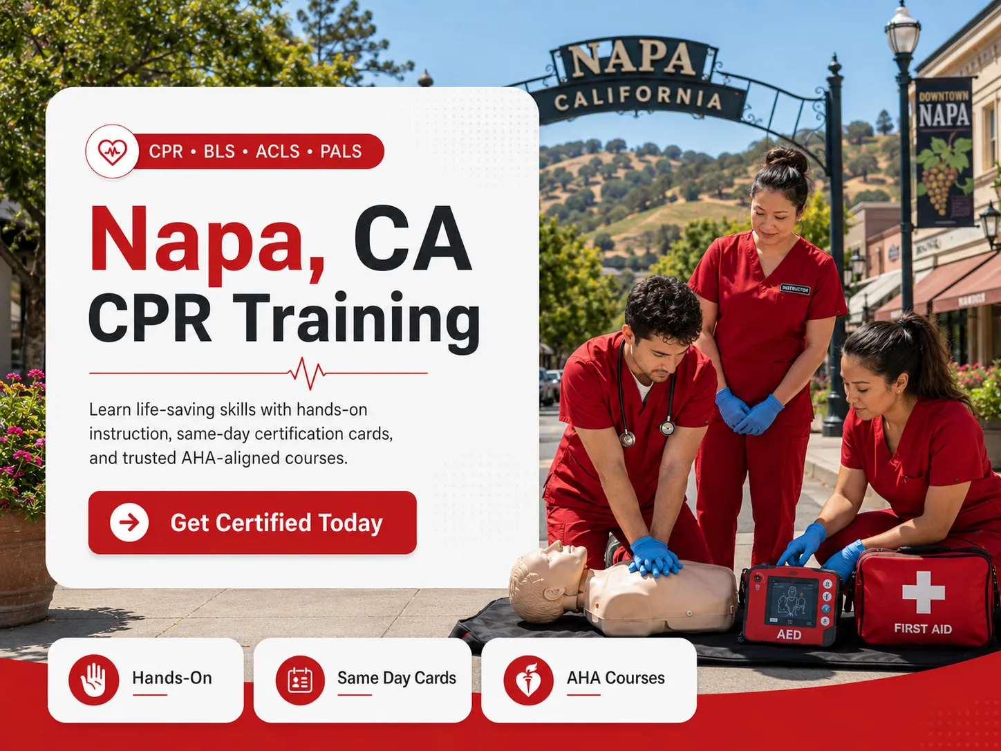 BLS provider certification training with instructor in Napa, CA