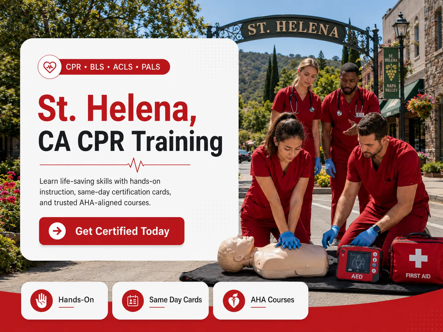 BLS skills check during CPR certification class in St. Helena, CA